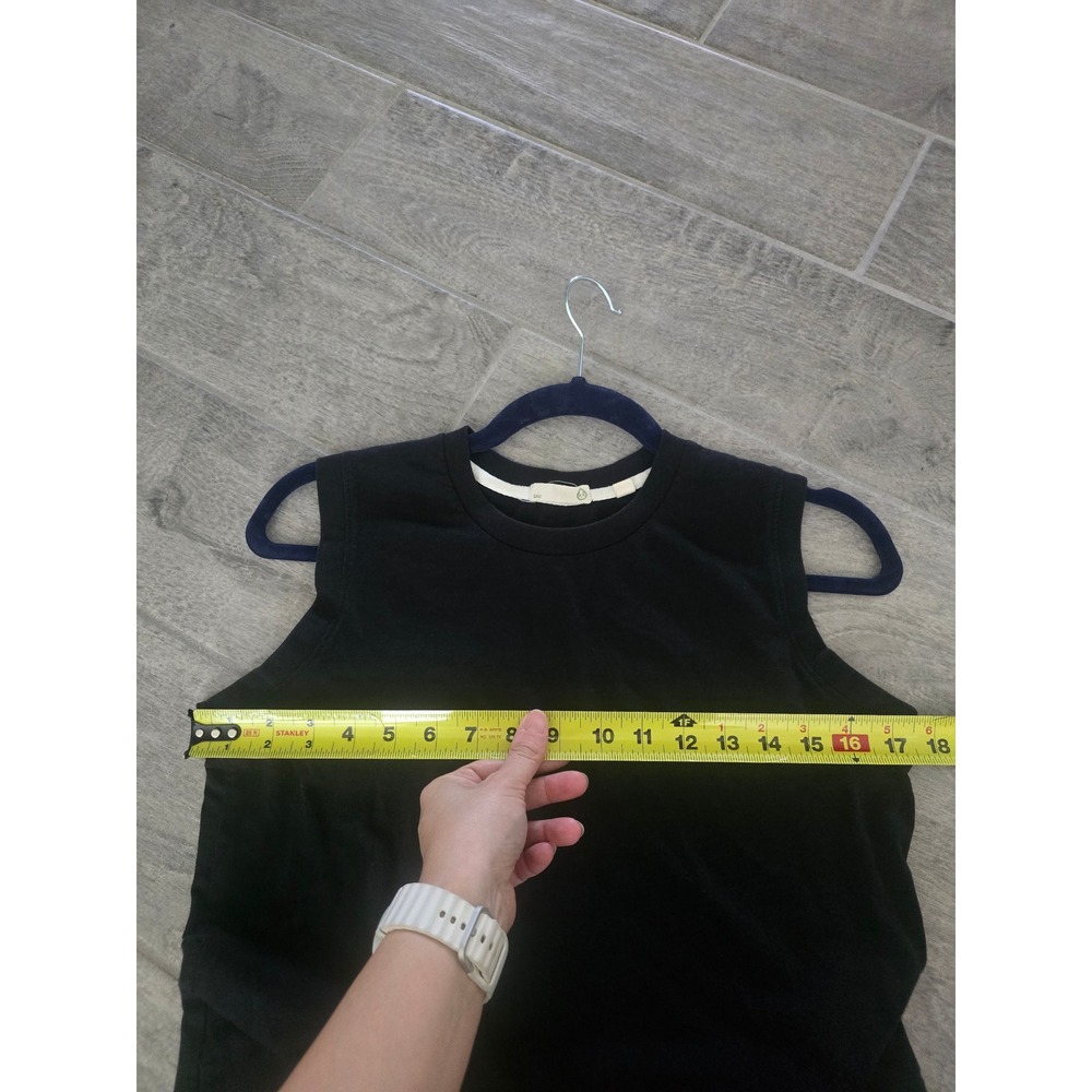 Tasc Performance Black Organic Cotton Bamboo Sleeveless Midi Dress Small Pockets - Picture 5 of 6